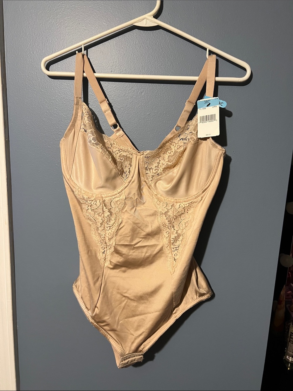 Maidenform Beige Lace-Trim Bodysuit Shapewear